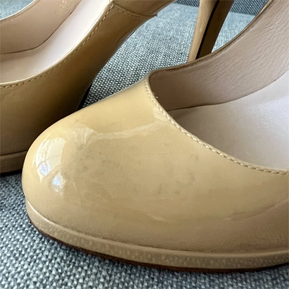 LK Bennett Sledge Platform Pump in Beige Patent Leather, Size 6.5 EU 36.5 - Picture 10 of 15